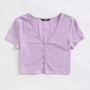 Purple button crop top